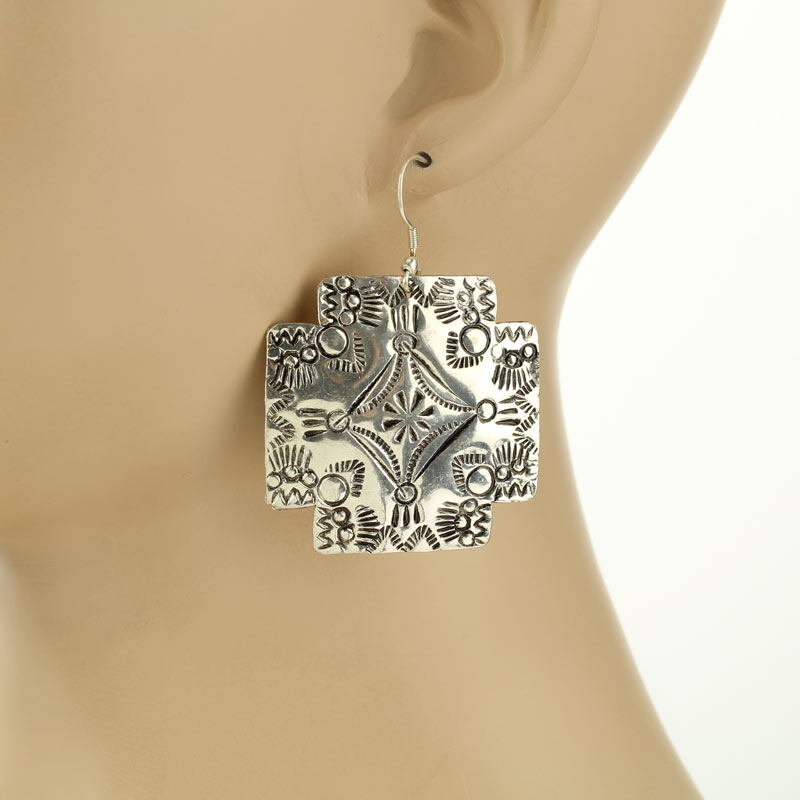 Handmade Western Textured Fish Hook Earrings - Image 2