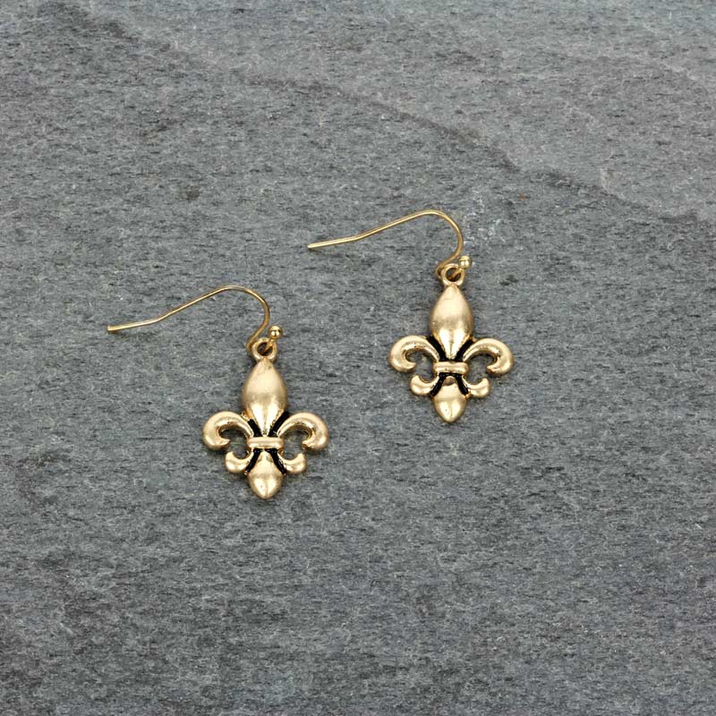 Fleur De Lis Fish Hook Earrings