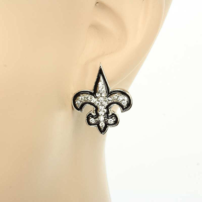 Fleur De Lis Rhinestone Earrings - Image 2