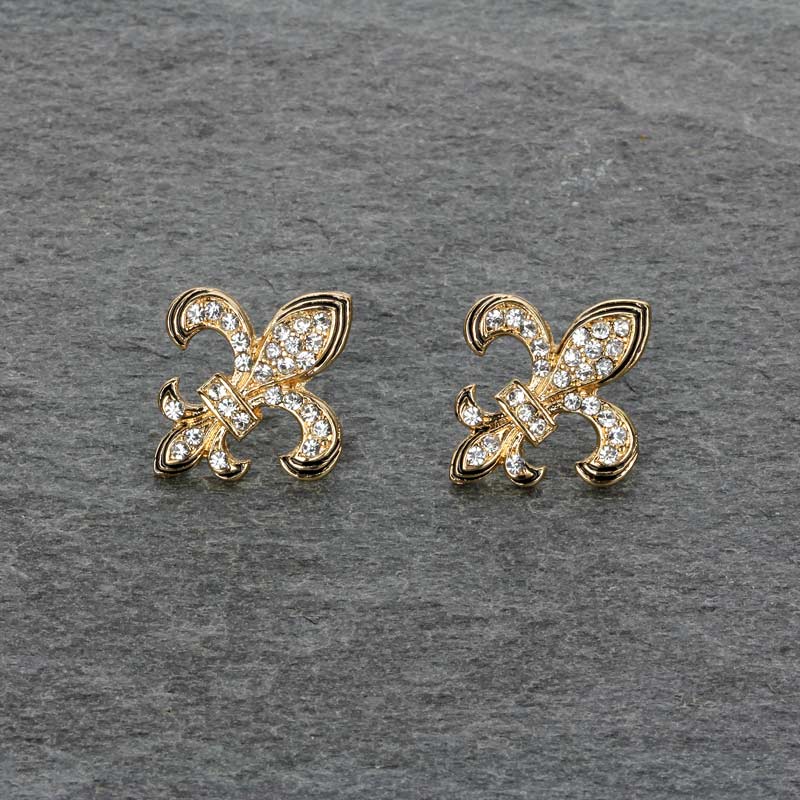 Fleur De Lis Rhinestone Earrings