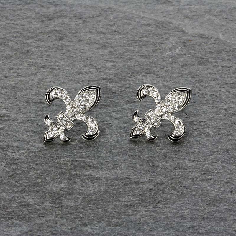 Fleur De Lis Rhinestone Earrings
