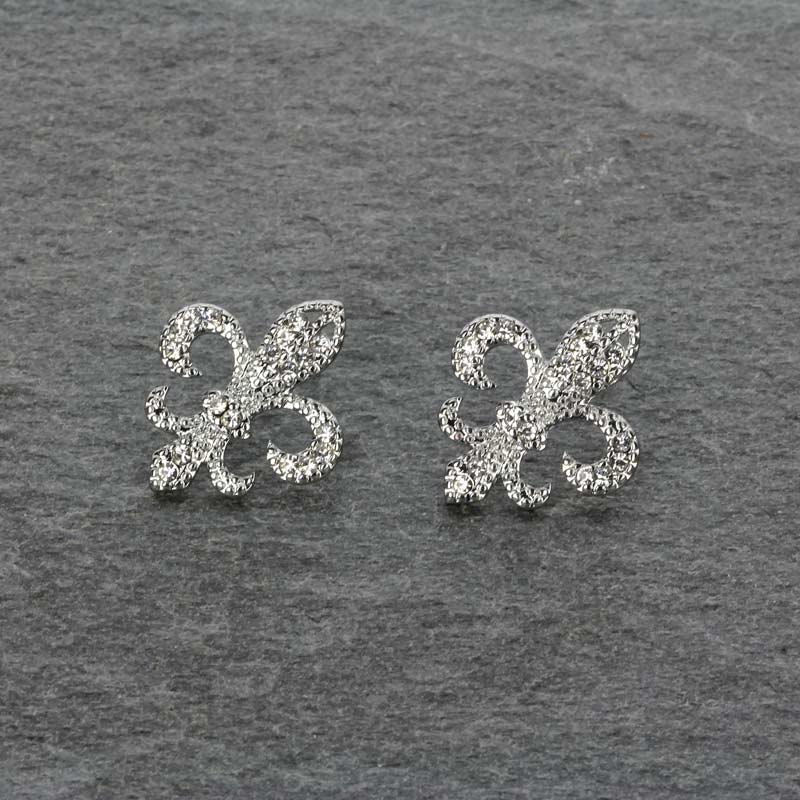 Fleur De Lis Rhinestone Earrings