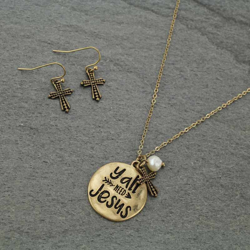 "YALL NEED JESUS" Necklace Set