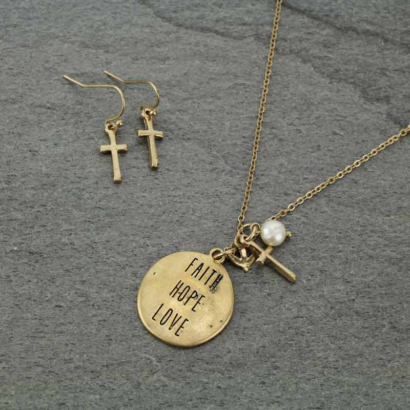 "FAITH, HOPE, LOVE" Necklace Set