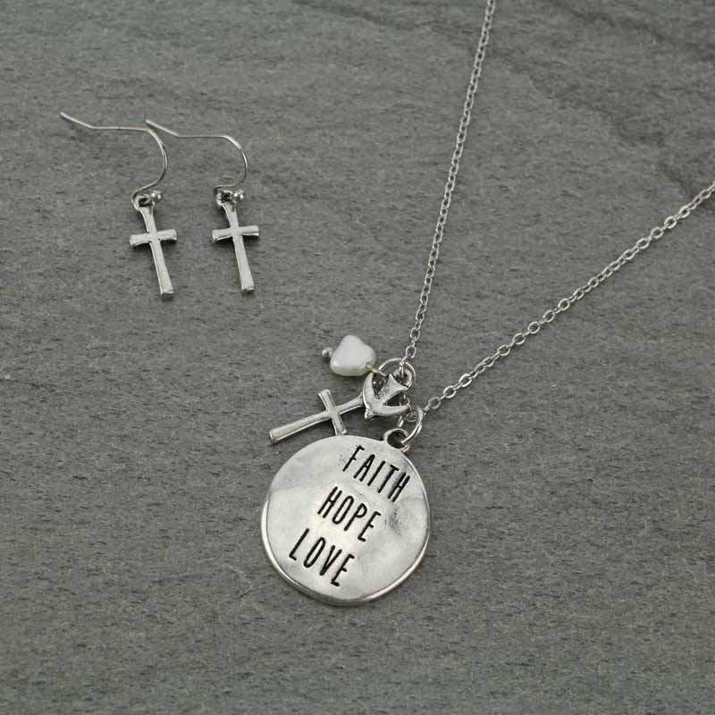 "FAITH, HOPE, LOVE" Necklace Set