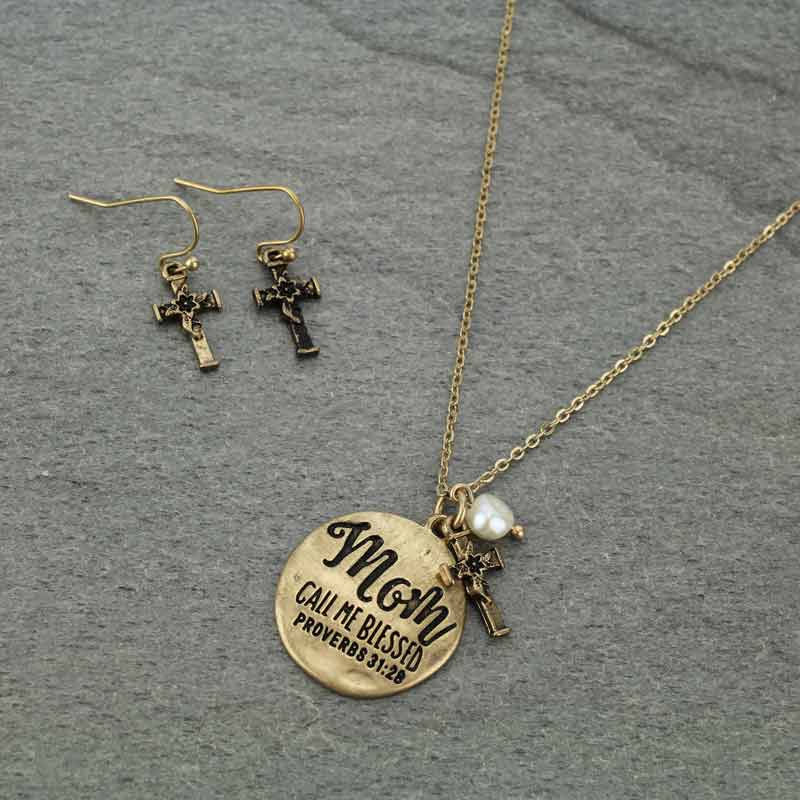 "MOM CALLED ME BLESSED" Necklace Set