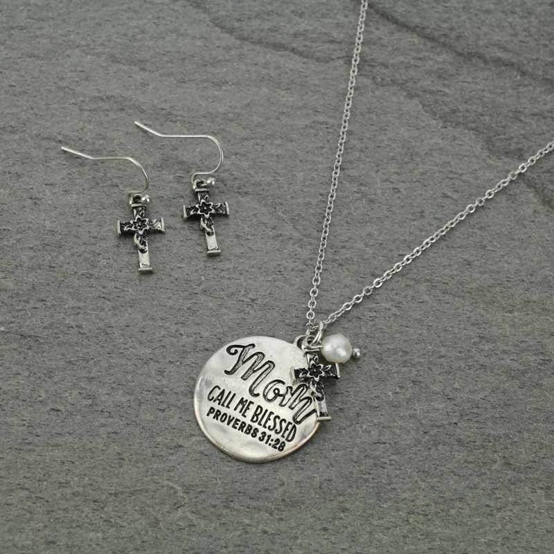 "MOM CALLED ME BLESSED" Necklace Set