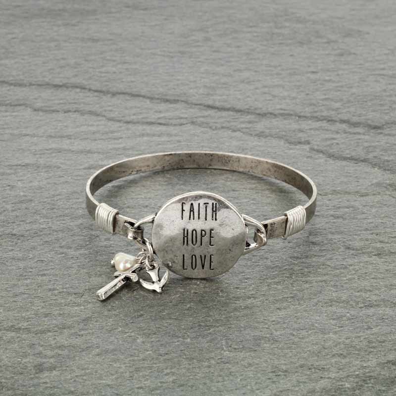 "FAITH, HOPE, LOVE" Wire Bracelet