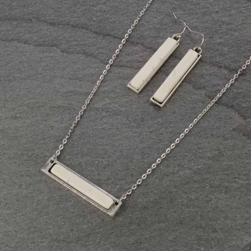 Natural White Stone Bar Necklace - Image 2