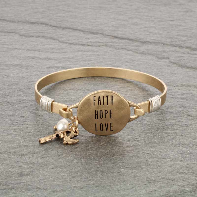 "FAITH, HOPE, LOVE" Wire Bracelet