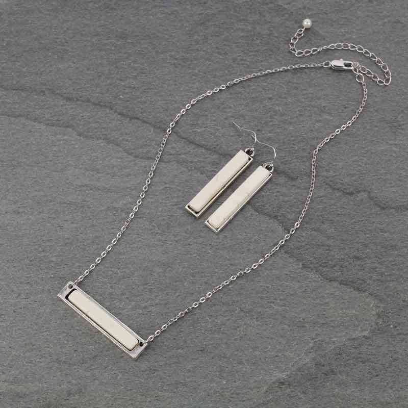 Natural White Stone Bar Necklace