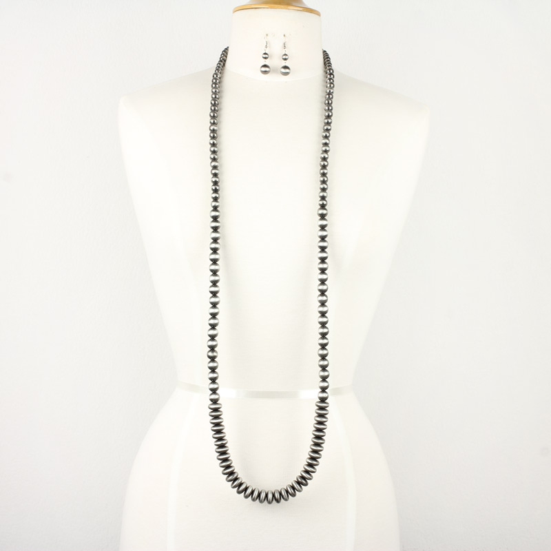 48" Navajo Style Pearl Necklace Set - Image 2