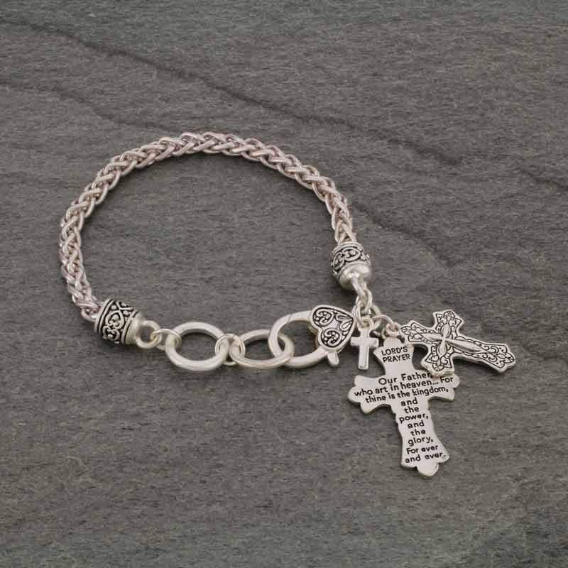 Inspiration "Lord's Prayer" Cross Toggle Bracelet