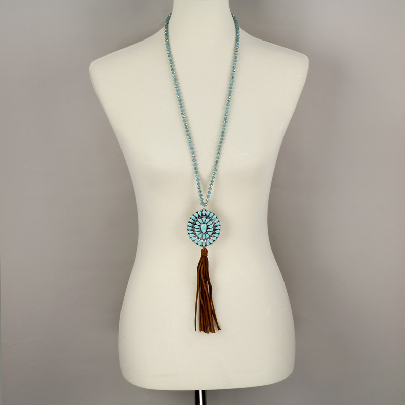 Epoxy Concho with Glass Bead Necklace - Image 2