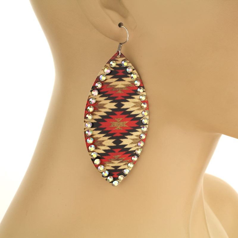 Feather Metal Patterned Fish Hook Earrings - Image 2