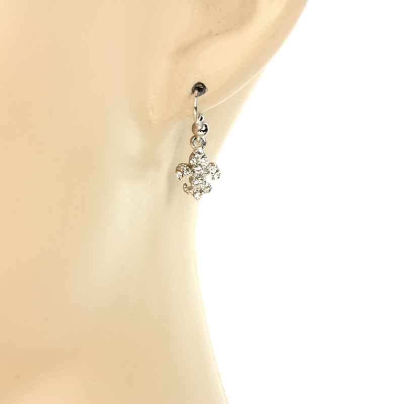 Fleur De Lis Rhinestone Earrings - Image 2