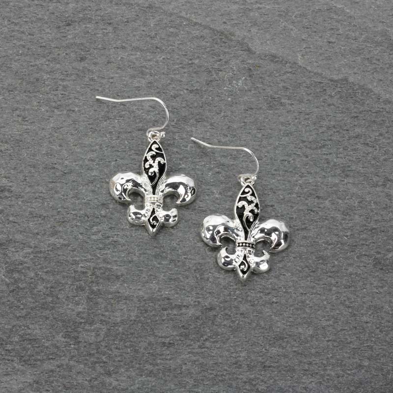 Fleur De Lis Fish Hook Earrings