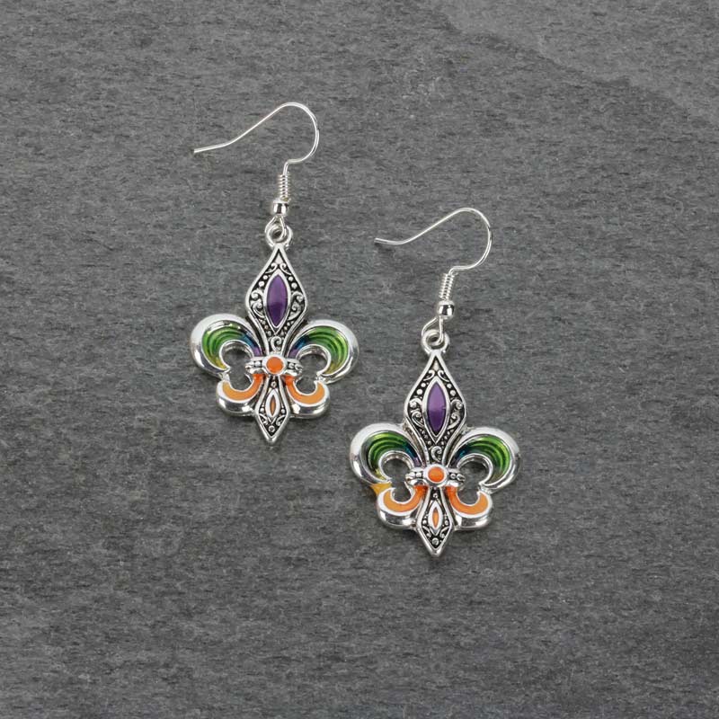 Fleur De Lis Fish Hook Earrings