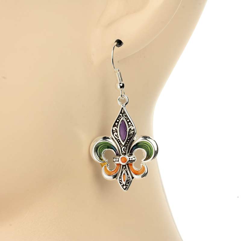 Fleur De Lis Fish Hook Earrings - Image 2