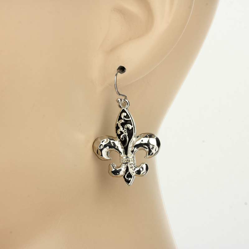 Fleur De Lis Fish Hook Earrings - Image 2