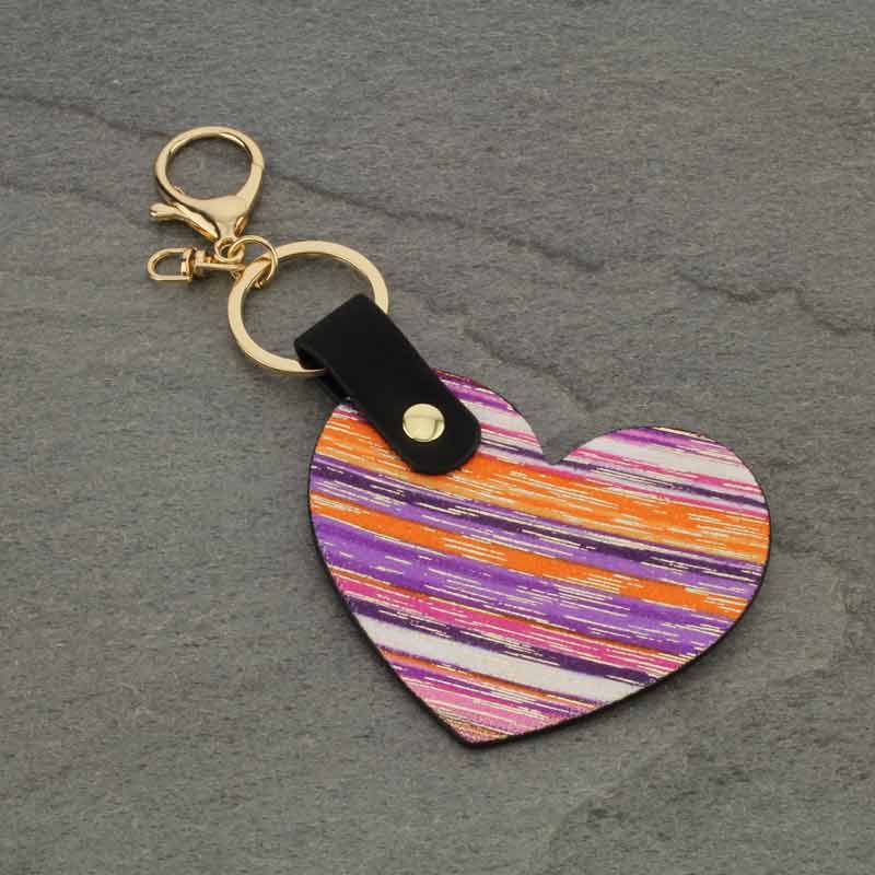 Western Serape Printed Heart Key Chain