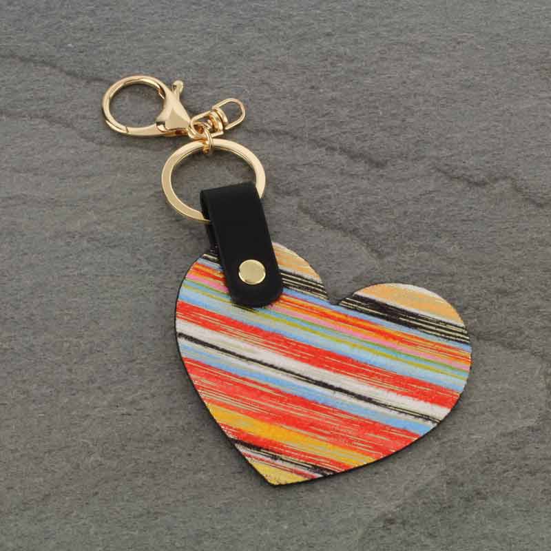 Western Serape Printed Heart Key Chain