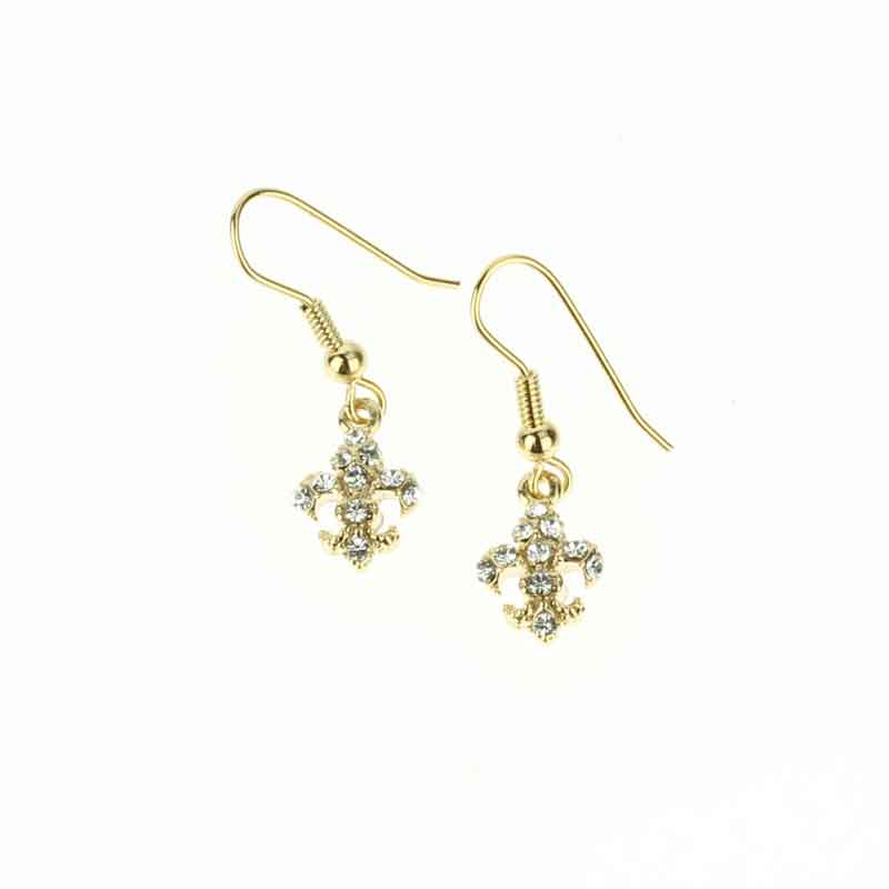 Fleur De Lis Rhinestone Earrings