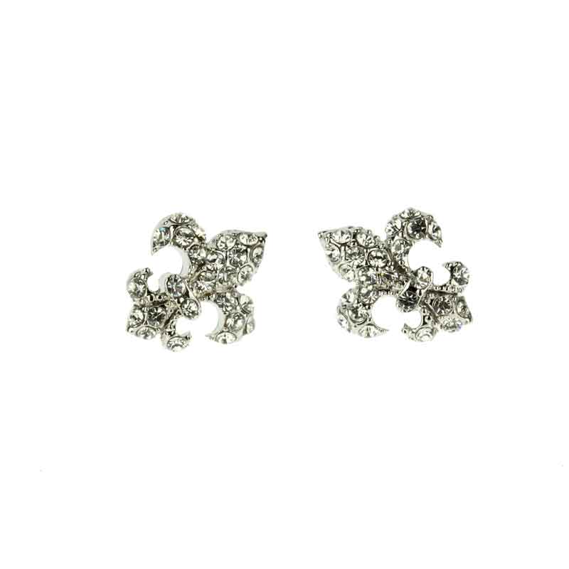 Fleur De Lis Rhinestone Earrings