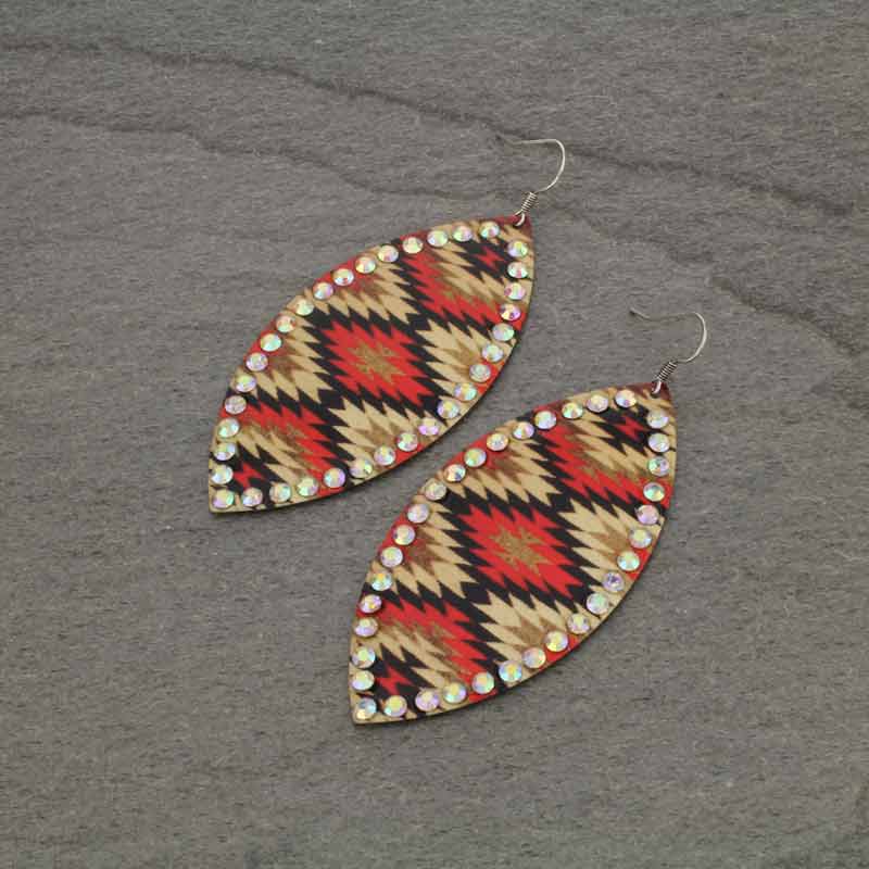 Feather Metal Patterned Fish Hook Earrings