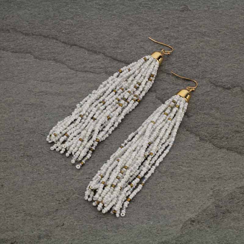 Multi Strand Seed Bead Fish Hook Earrings