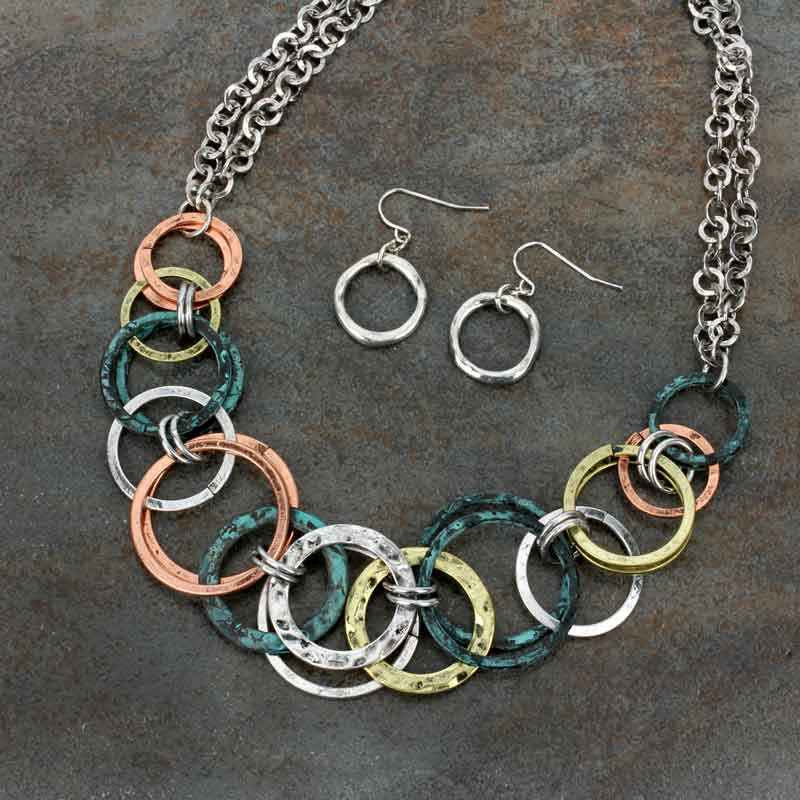 Multi-Sized Round Link Necklace Set