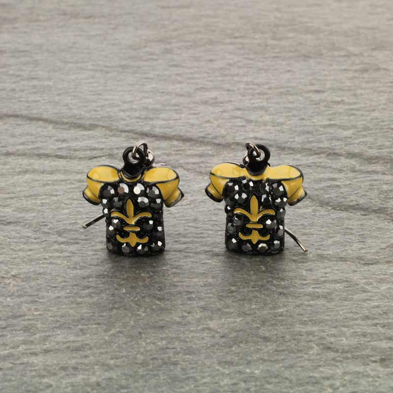 Fleur De Lis "Football Uniform" Rhinestone Earrings - Image 3