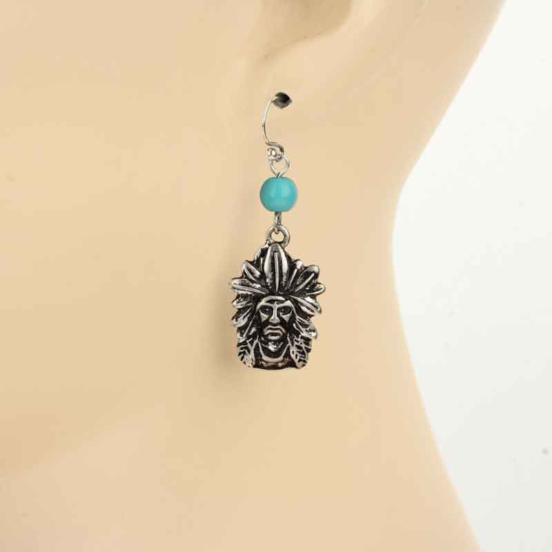 Native American Inspired Chief Fish Hook Earrings - Image 2