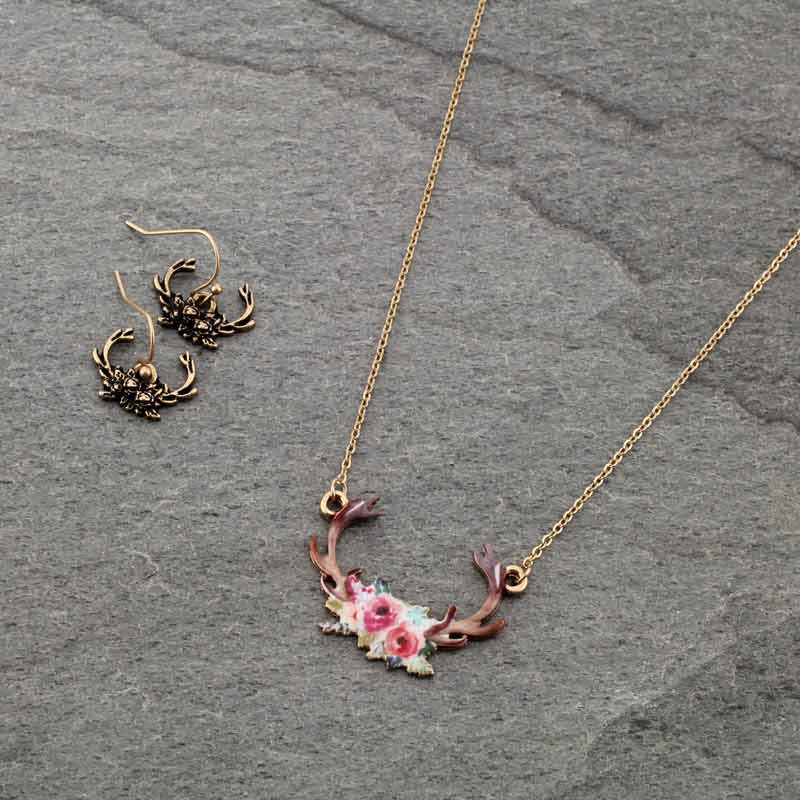 Floral Antlers Necklace Set