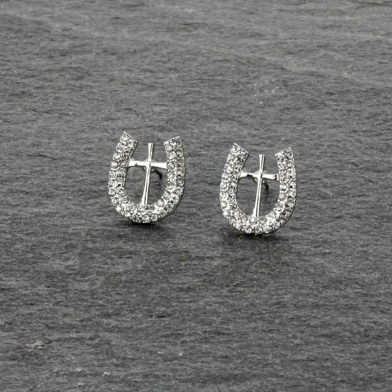 Horseshoe Rhinestone Post Earrings