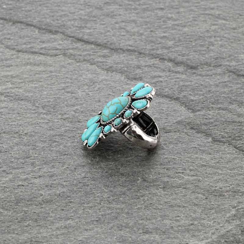 Western Turquoise Stretch Ring - Image 2