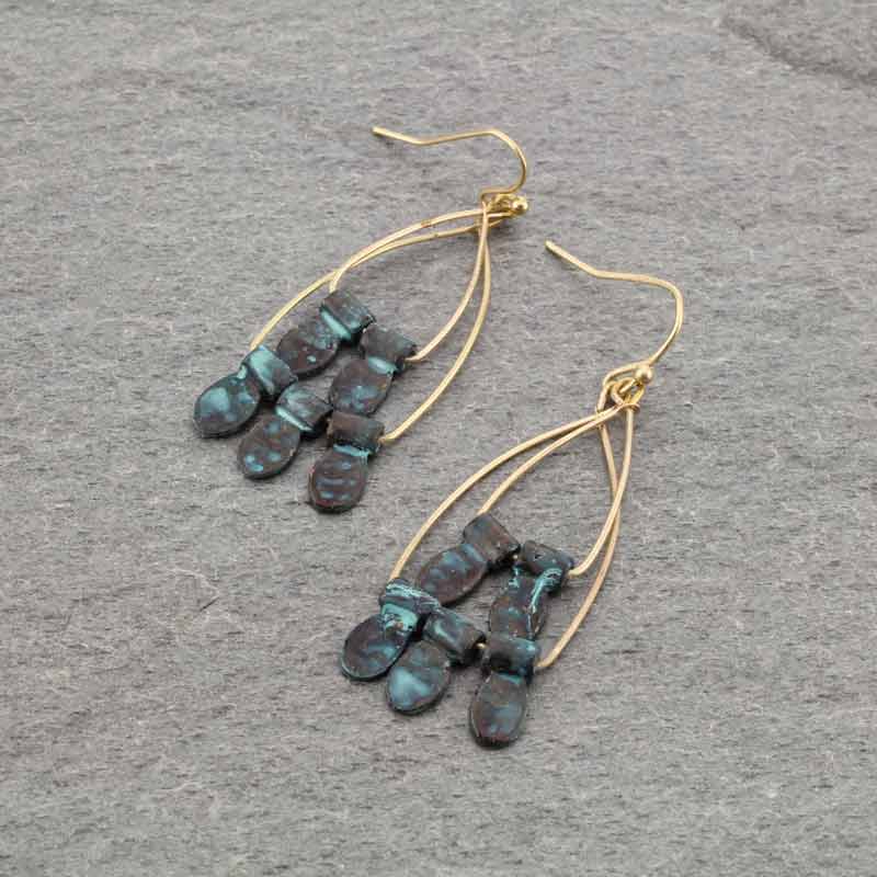 Open Teardrop with 5 Charms Fish Hook Earrings