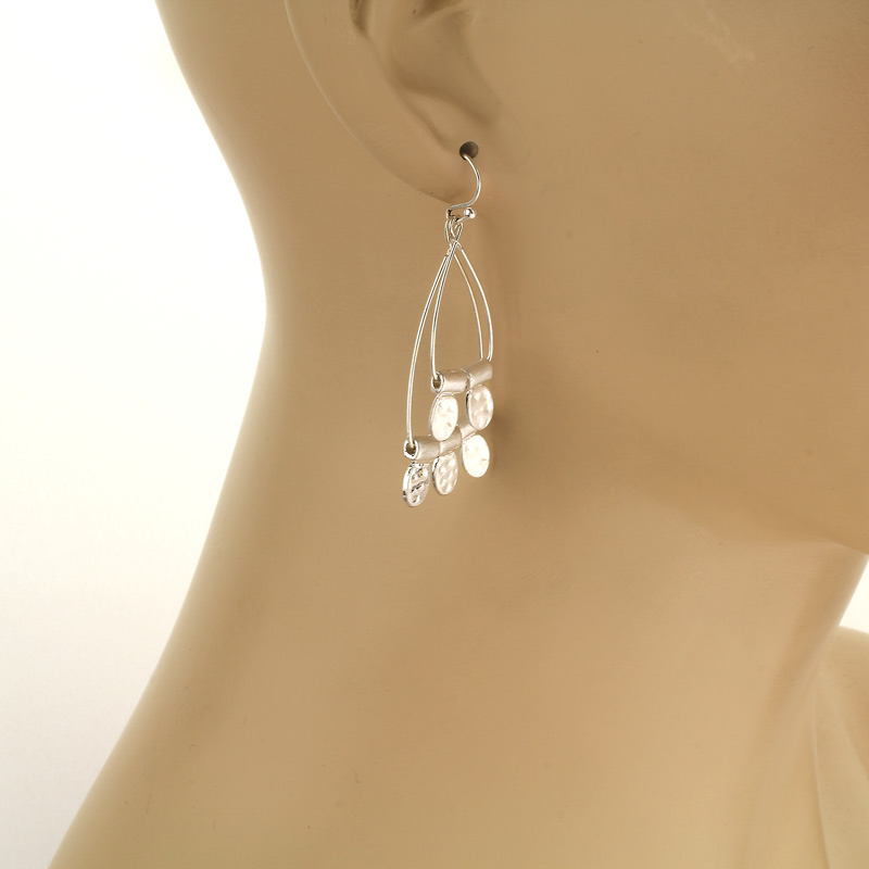 Open Teardrop with 5 Charms Fish Hook Earrings - Image 2