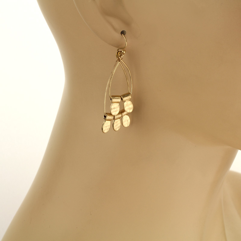 Open Teardrop with 5 Charms Fish Hook Earrings - Image 2