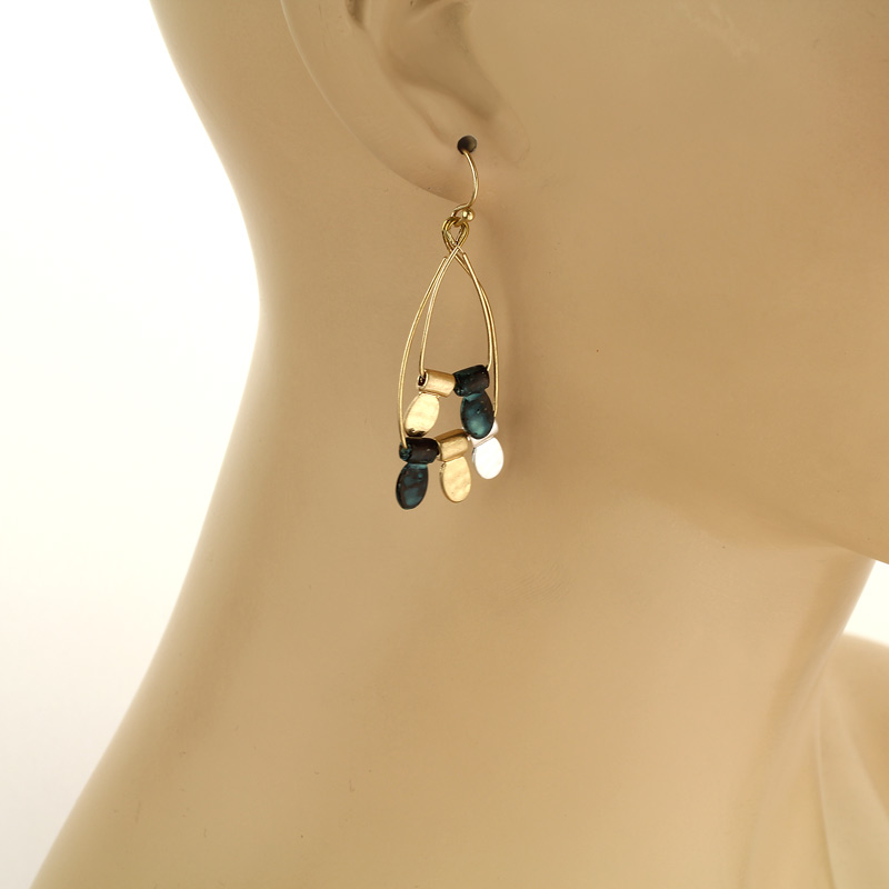 Open Teardrop with 5 Charms Fish Hook Earrings - Image 2