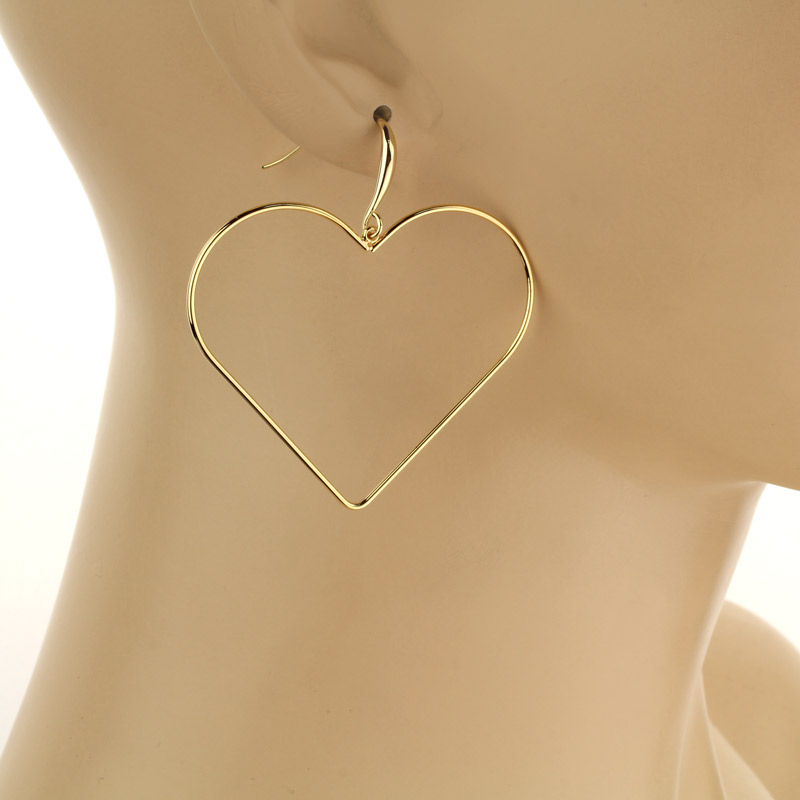 Heart Fish Hook Earrings - Image 2