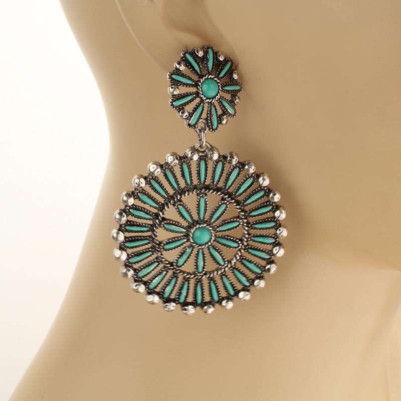 Western Style Stone Post Earrings - Image 2