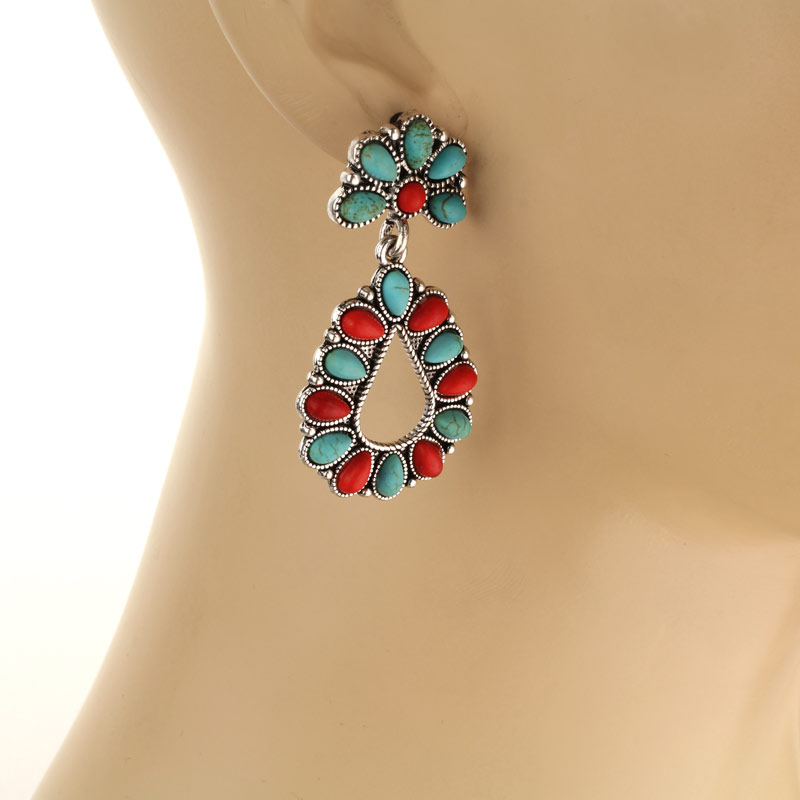 Western Style Stone Post Earrings - Image 2