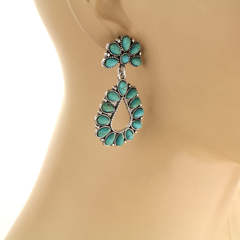 Western Style Stone Post Earrings - Image 2