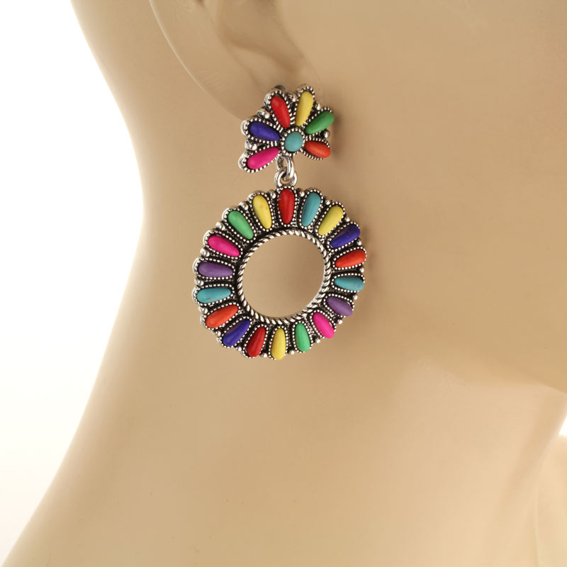 Western Style Stone Post Earrings - Image 2