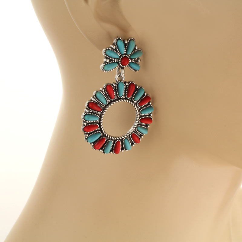 Western Style Stone Post Earrings - Image 2