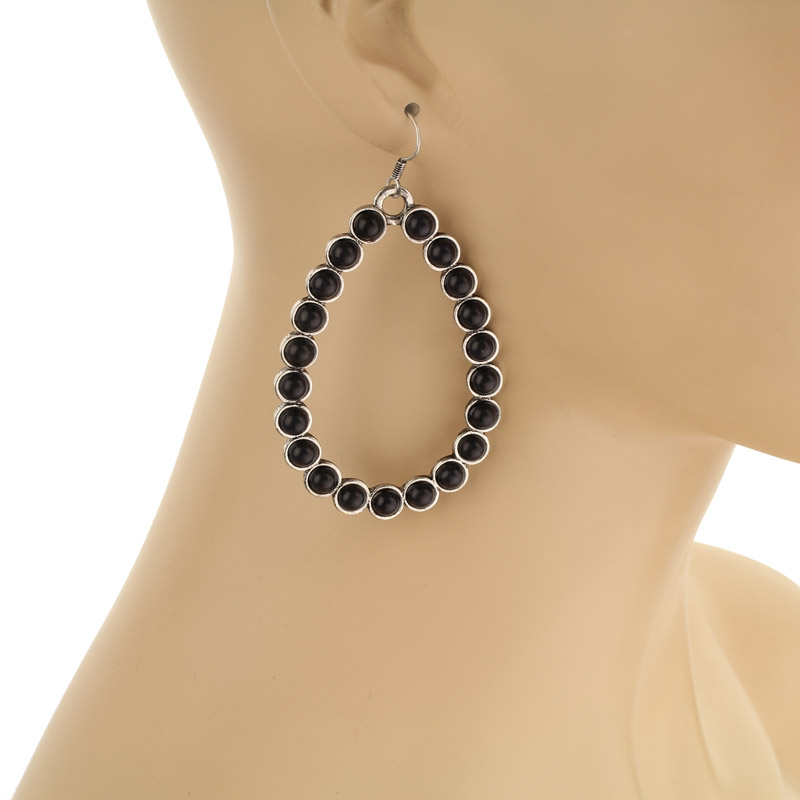 Teardrop Bead Fish Hook Earrings - Image 2
