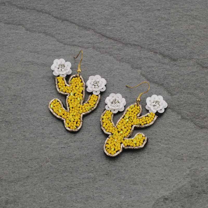 Cactus Seed Bead Fish Hook Earrings