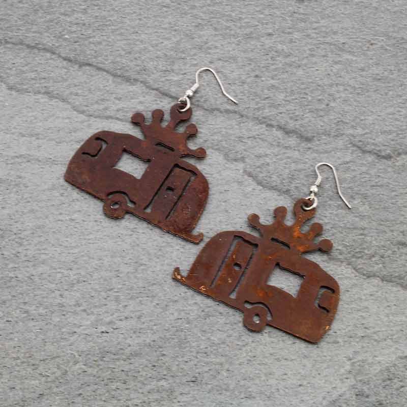 Camping Car Painted Rustic Metal Earrings - Image 2