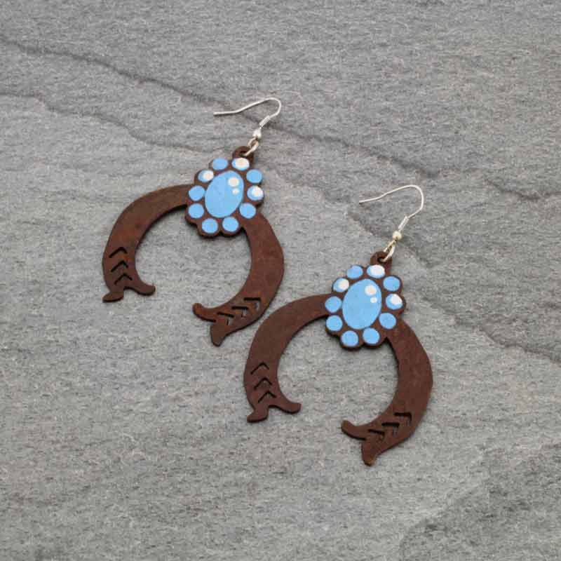 Squash Blossom Painted Rustic Metal Earrings